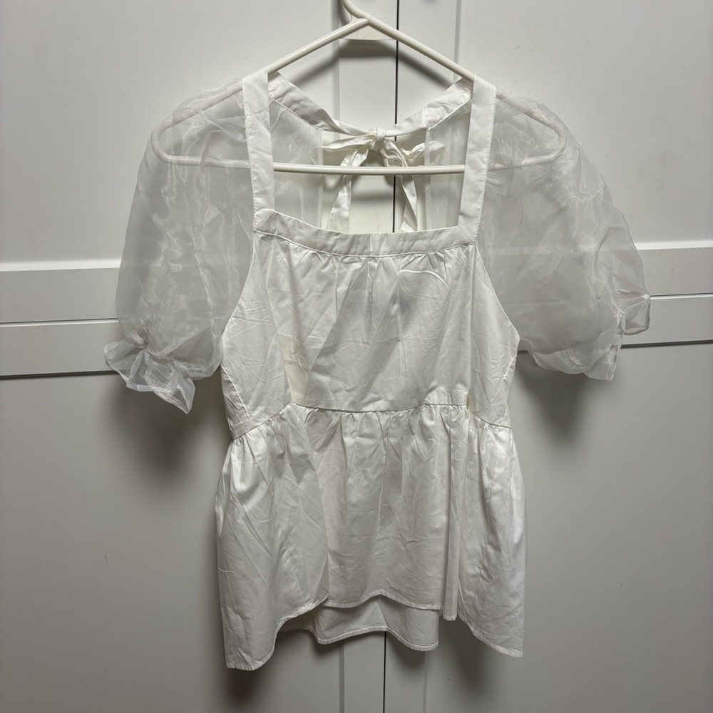 Elegant White Puff Sleeve Top Tuckernuck (Pomander Place) White Tinsley Top SM